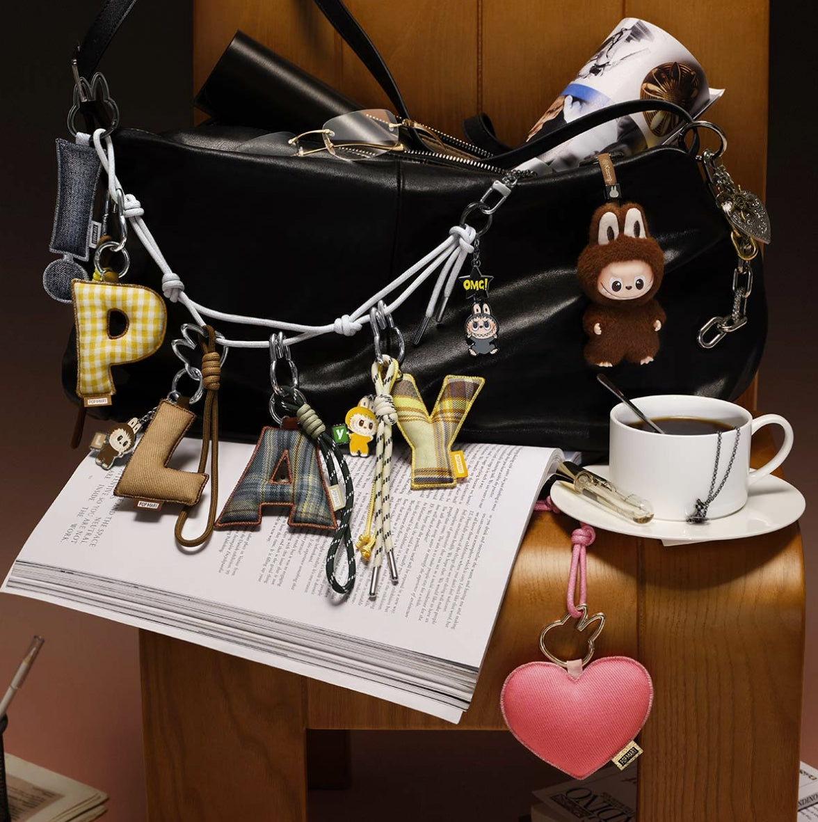 Pin for Love Mini Labubu Doll+Letter Pendant Combo (N-Z)