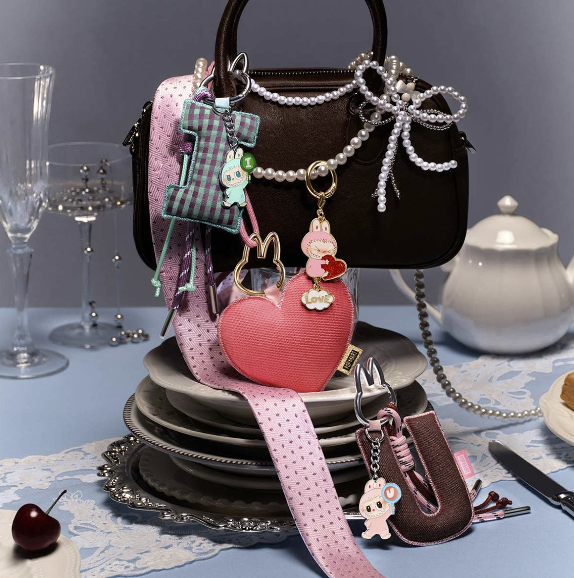 Pin for Love Mini Labubu Doll+Letter Pendant Combo (N-Z)