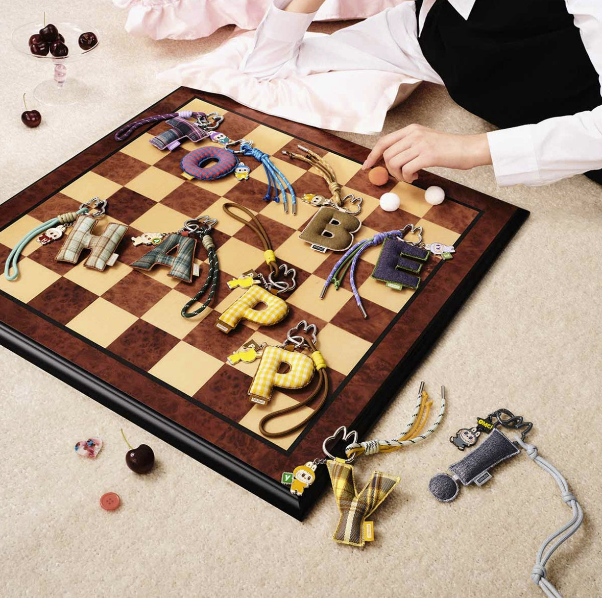 Pin for Love Mini Labubu Doll+Letter Pendant Combo (N-Z)