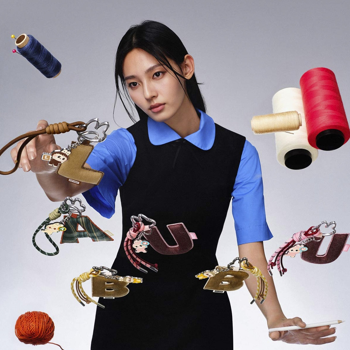 Pin for Love Mini Labubu Doll+Letter Pendant Combo (N-Z)