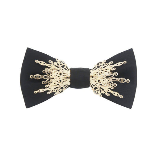 Gothic Series Bowtie (Gold metal/Black fabric)