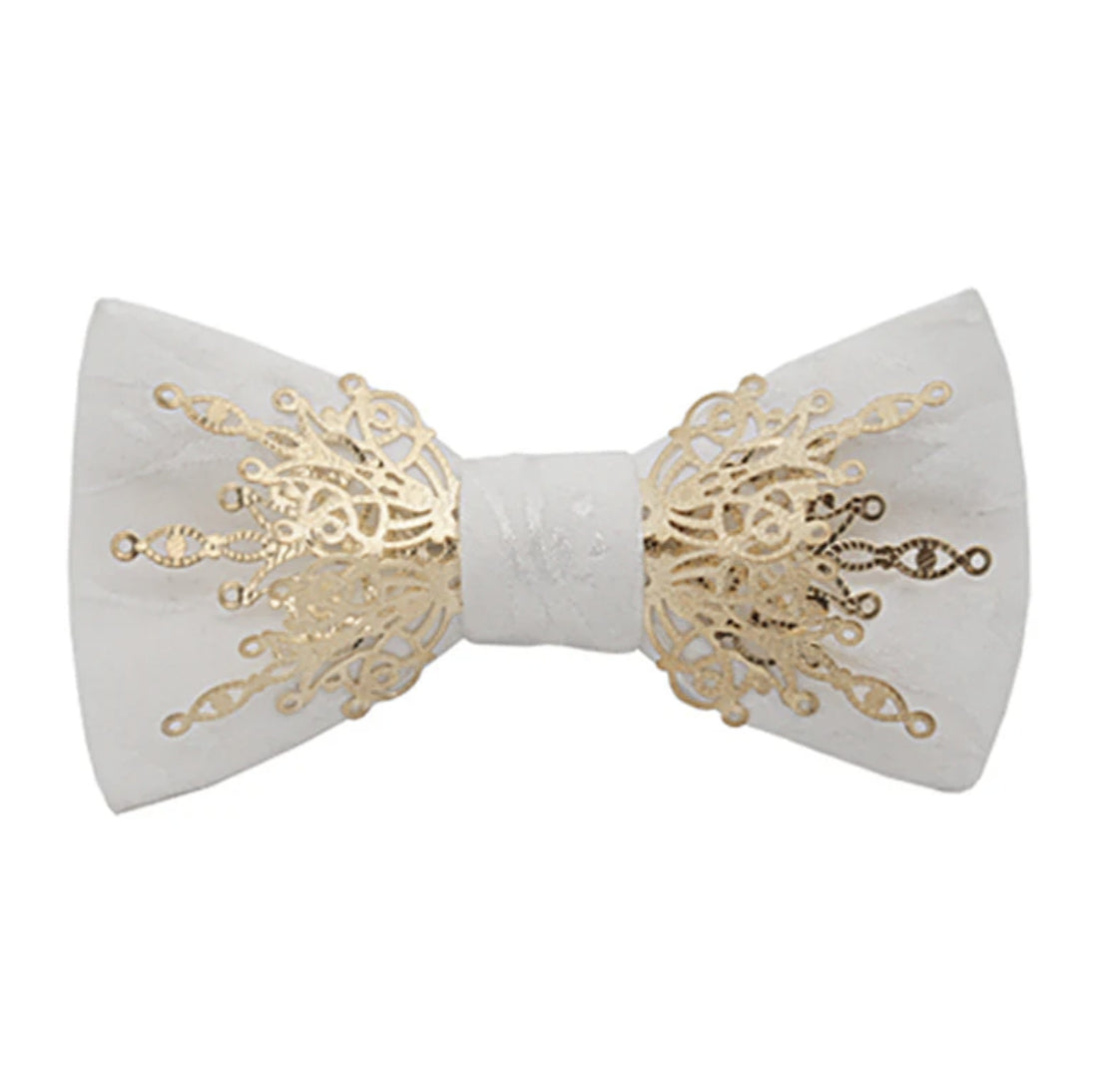 Gothic Series Bowtie (Gold meta/White fabric)