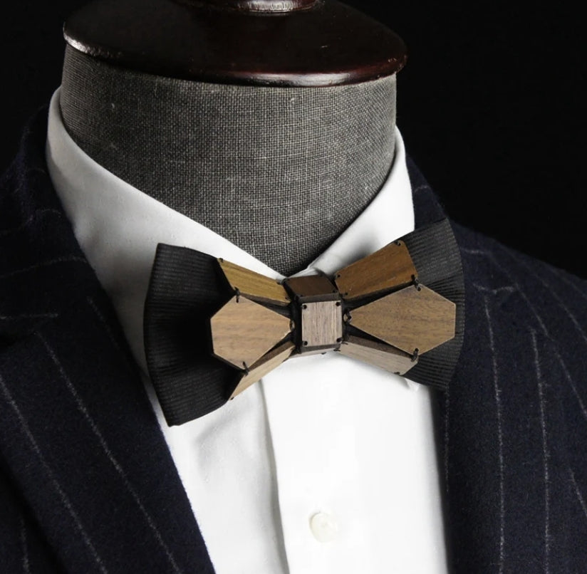 Geometry Series Walnut Wood Pre-tied Bowtie