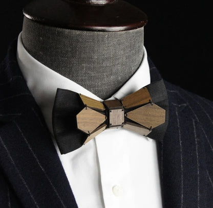 Geometry Series Walnut Wood Pre-tied Bowtie