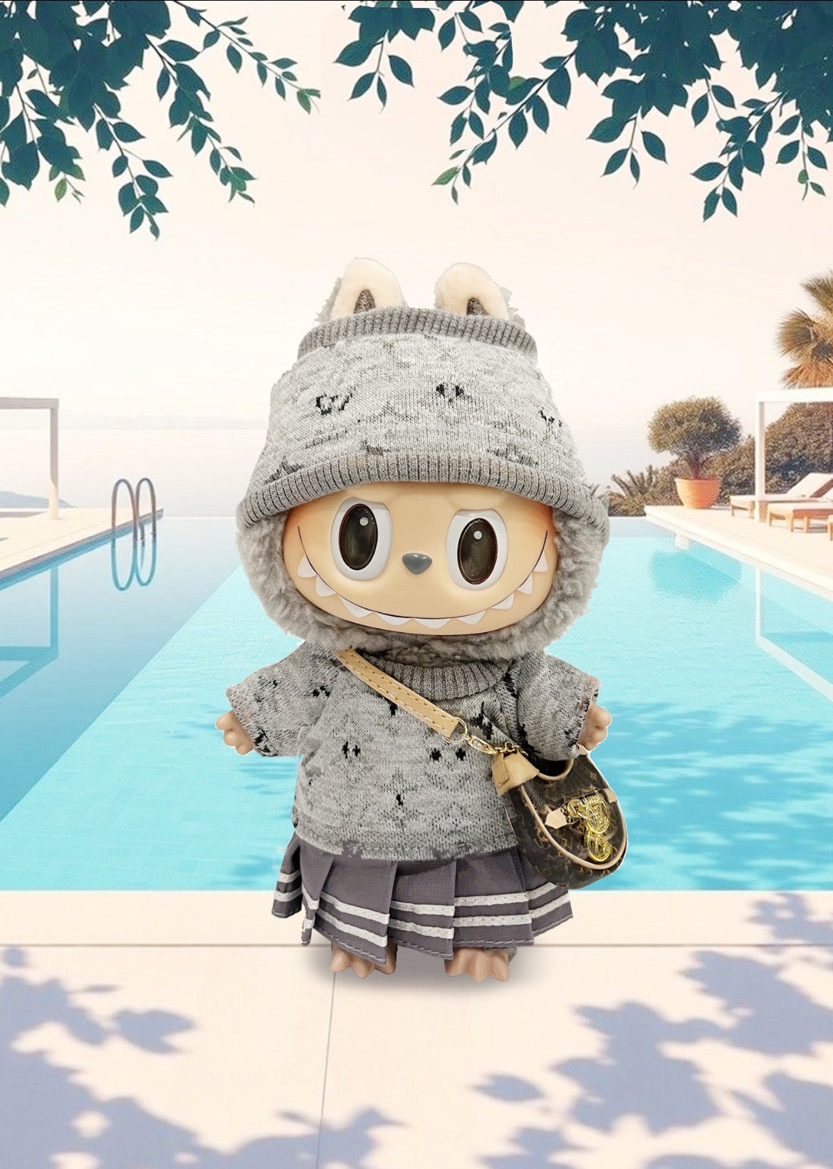 Labubu Macaron Blind Box + Labubu Light Grey French brands Outfit Edition