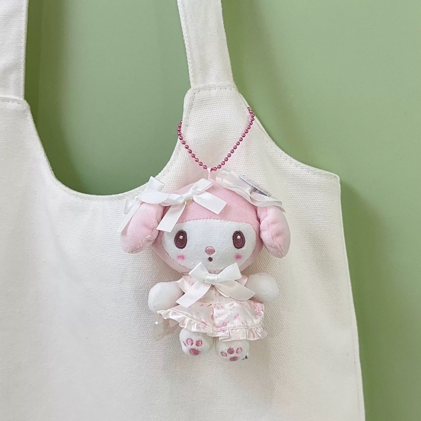 My Melody White Strawberry Outfit 50th Anniversary Plush Mascot Keychain