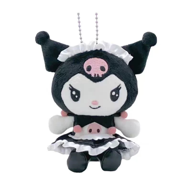 Sanrio Kuromi Maid Mascot Holder Plush Keychain Bag Charm