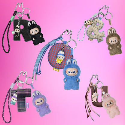 Pin for Love Mini Labubu Doll+Letter Pendant Combo (N-Z)
